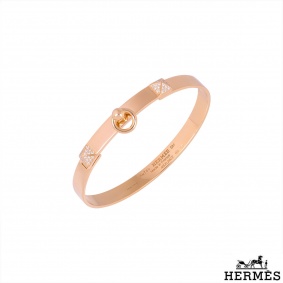 Herms Rose Gold Diamond Collier De Chien Bracelet